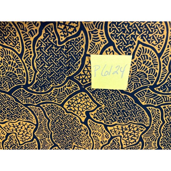 Handmade Batik Fabric 18x20 Inches Navy & Yellow Leaf Pattern Cotton Sewing & Cr - Picture 5 of 5